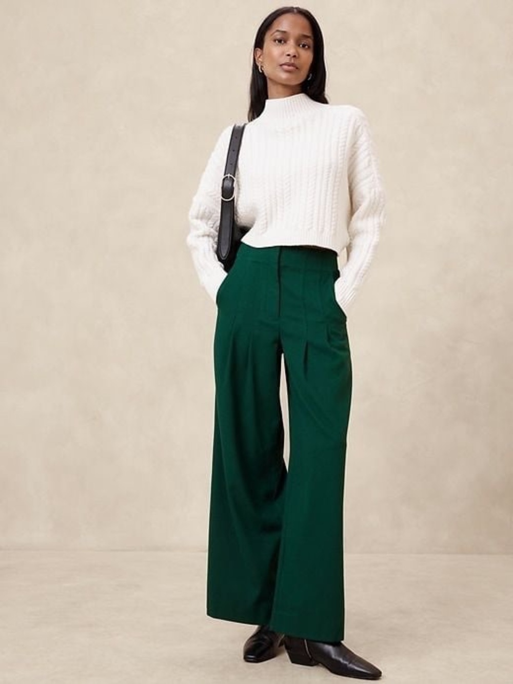 NWOT Banana Republic Factory Ultra High Rise Wide Leg Flannel Trouser sz 8